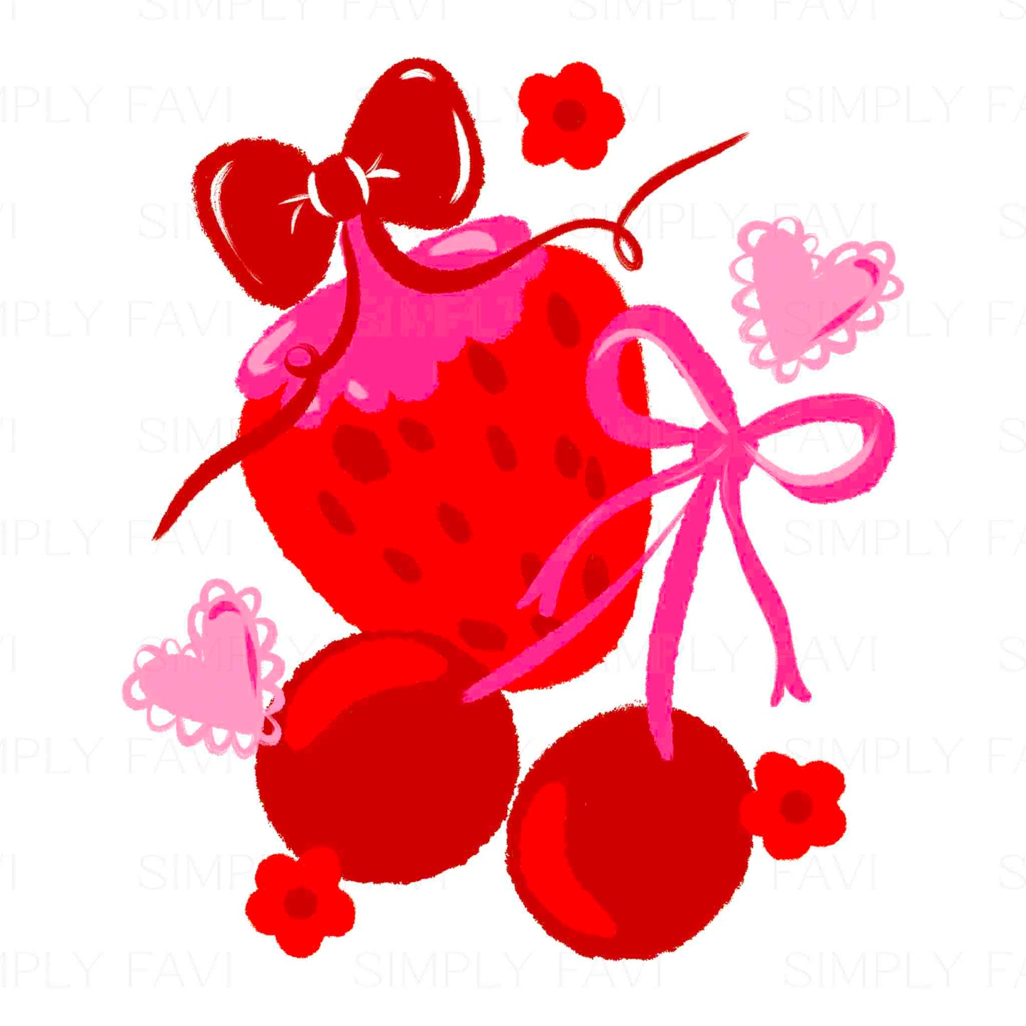 Cherries and Strawberries Bows PNG